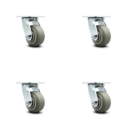 Service Caster 4 Inch Thermoplastic Rubber Caster Set with Roller Bearing and Swivel Lock SCC SCC-30CS420-TPRRF-BSL-4